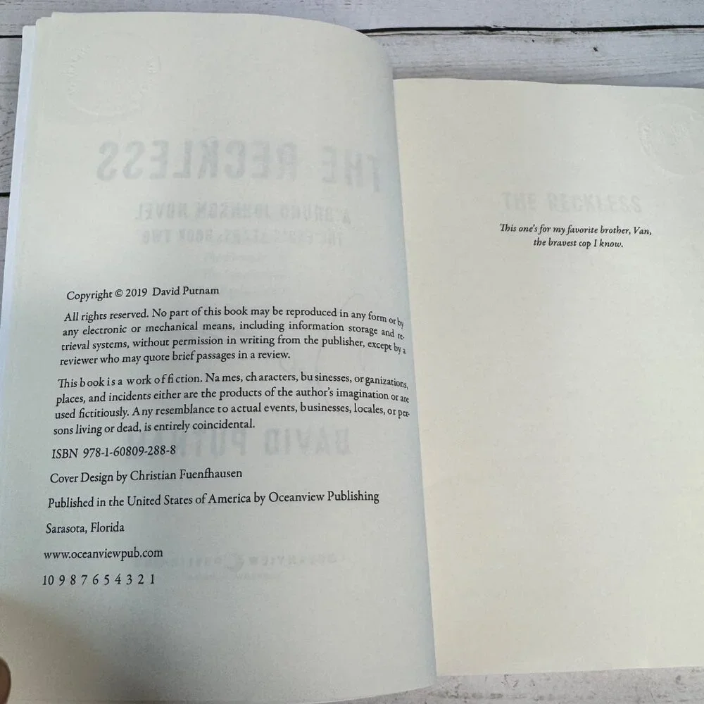 The Reckless David Putnam Signed‎ ARC 2019 Advance Reading Copy Bruno Johnson